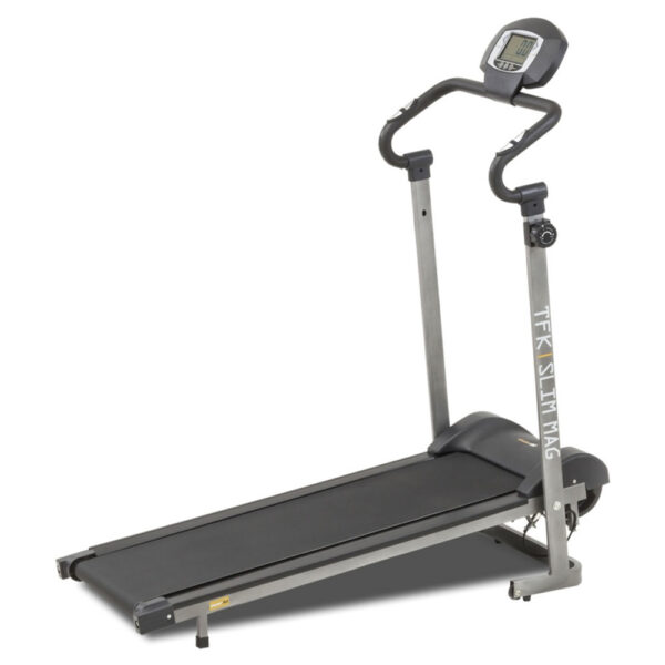 Bėgimo takelis Everfit Slim Mag baltamo fone